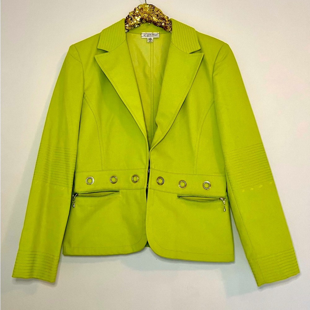 St John Sport Neon Green Blazer Size Medium